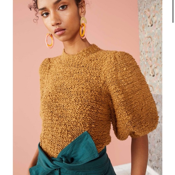 Ulla Johnson Sweaters - Ulla Johnson Zula Pullover Sweater Puff Sleeve Ochre Brown Gold Size P